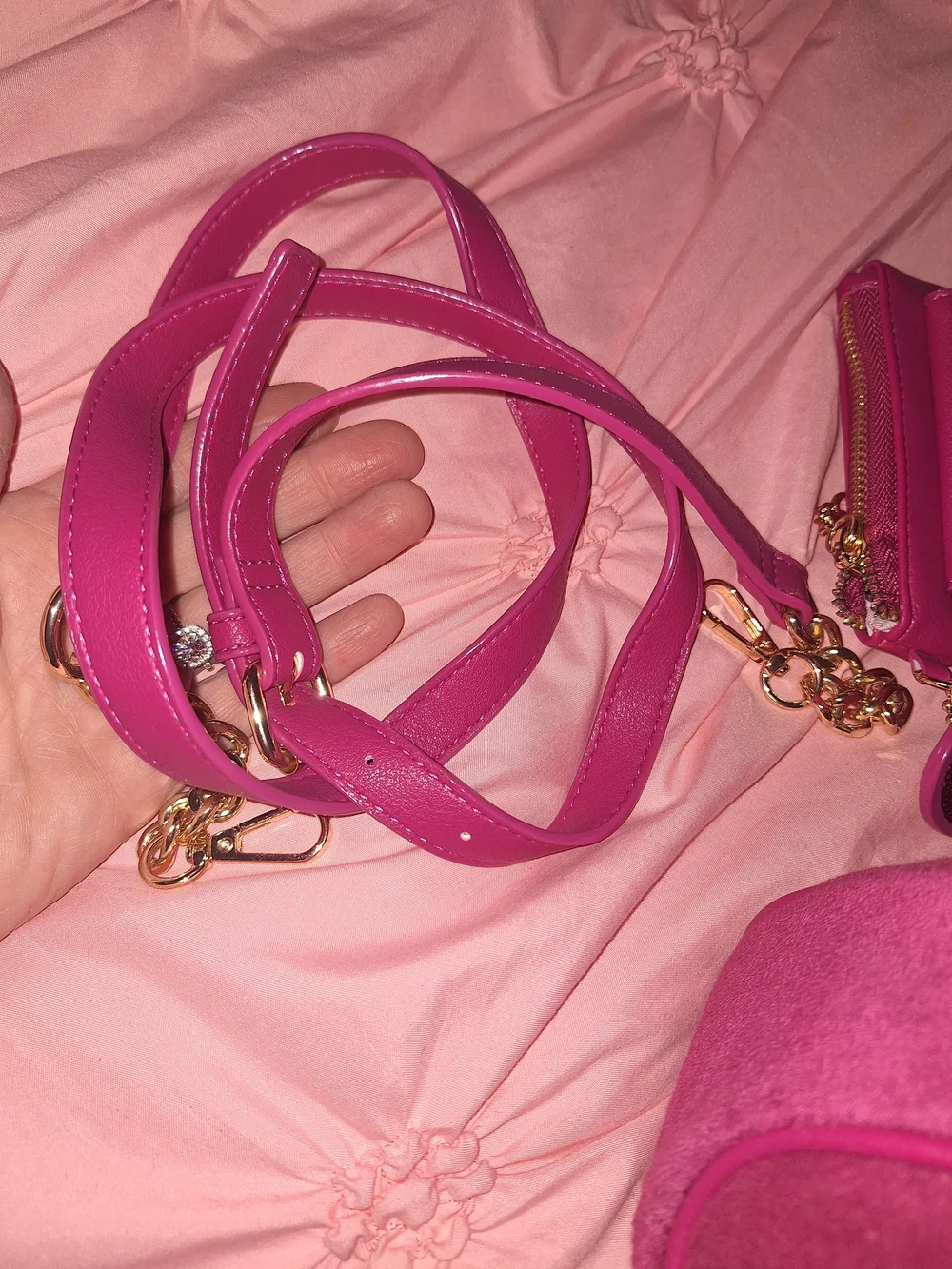 EXCLUSIVE Juicy Couture Pink Velvet Dome Satchel with Heart Charm